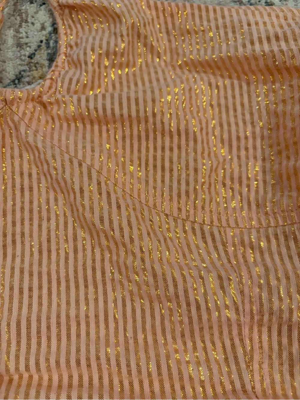 Jen's Pirate Booty Peachy Gold Shimmer Smocked Top - Picture 3 of 7